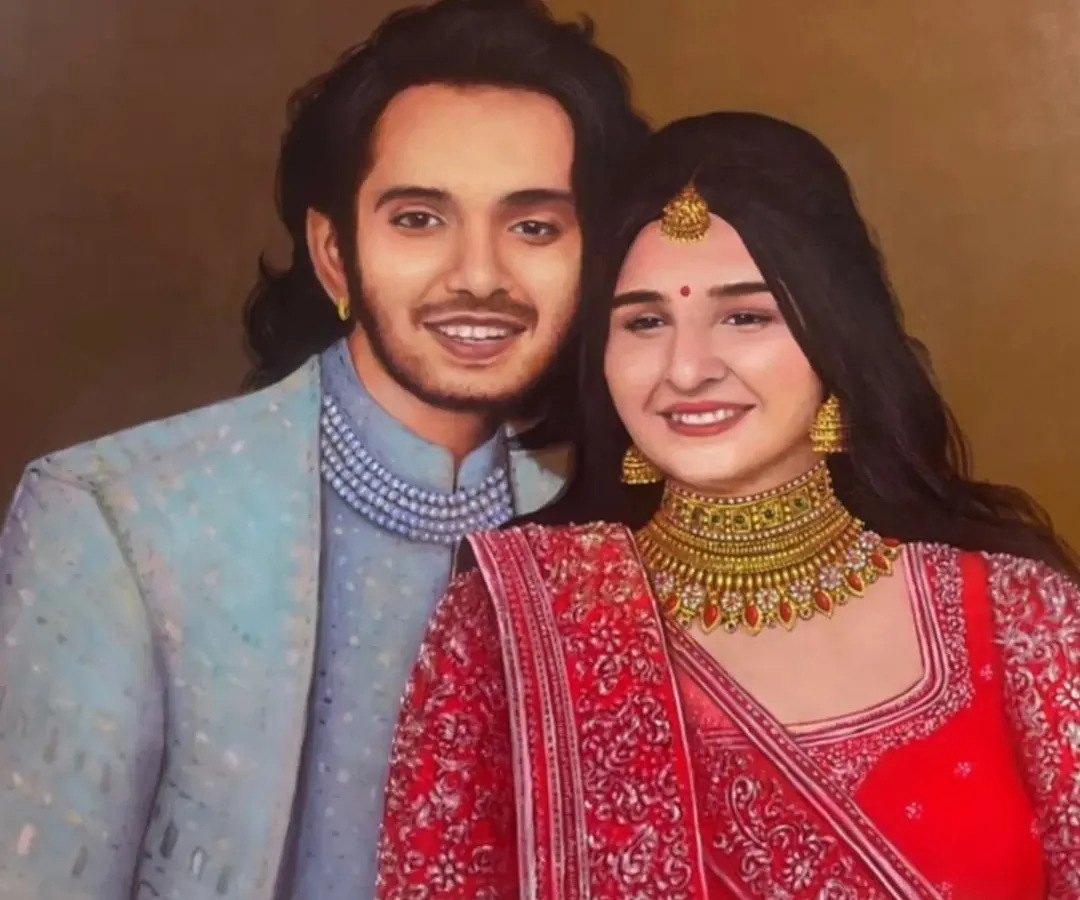 A custom couple portrait created with acrylic on canvas, sized 24 by 30 inches. My goal with commissioned work is to create a realistic and heartfelt representation that captures the unique bond between the subjects, serving as a timeless piece of art for their home.