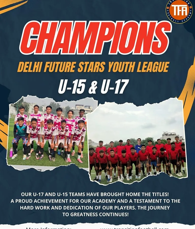 We build champions. My U-15 and U-17 teams have conquered the Delhi Future Stars Youth League, bringing home both titles. This achievement is a testament to the high-performance culture and winning mentality I instill in every player at the academy.