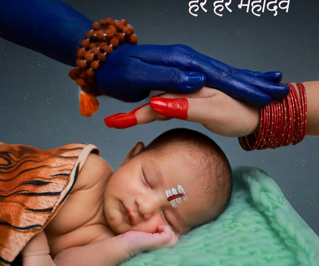 For me, photography is about telling a story. Here, we imagined a little one blessed by Mahadev, capturing a moment of divine innocence. I love creating these unique, cultural themes that feel so special and personal to your family.