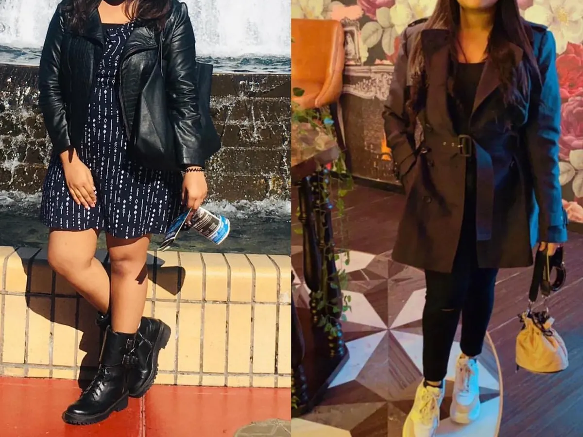 This is what consistency and a little bit of 'zid' (stubbornness) can do. This amazing student's nine month transformation journey makes me so happy and proud. We worked together in my online fitness and yoga classes to achieve this incredible weight loss and inch loss.