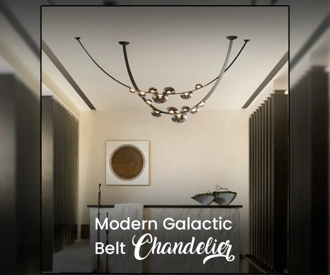 I designed the Modern Galactic Belt Chandelier as a piece of celestial art for your home. Its futuristic, flowing design brings a unique and sophisticated touch to contemporary interiors, making it a true conversation starter.