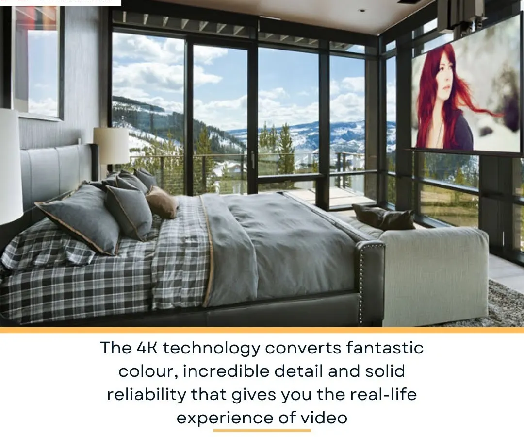 Imagine watching a movie on a 4K projector screen that descends from the ceiling, all while enjoying the view from your bedroom. I specialize in creating these kinds of high-end, integrated entertainment solutions that blend technology with luxury living.