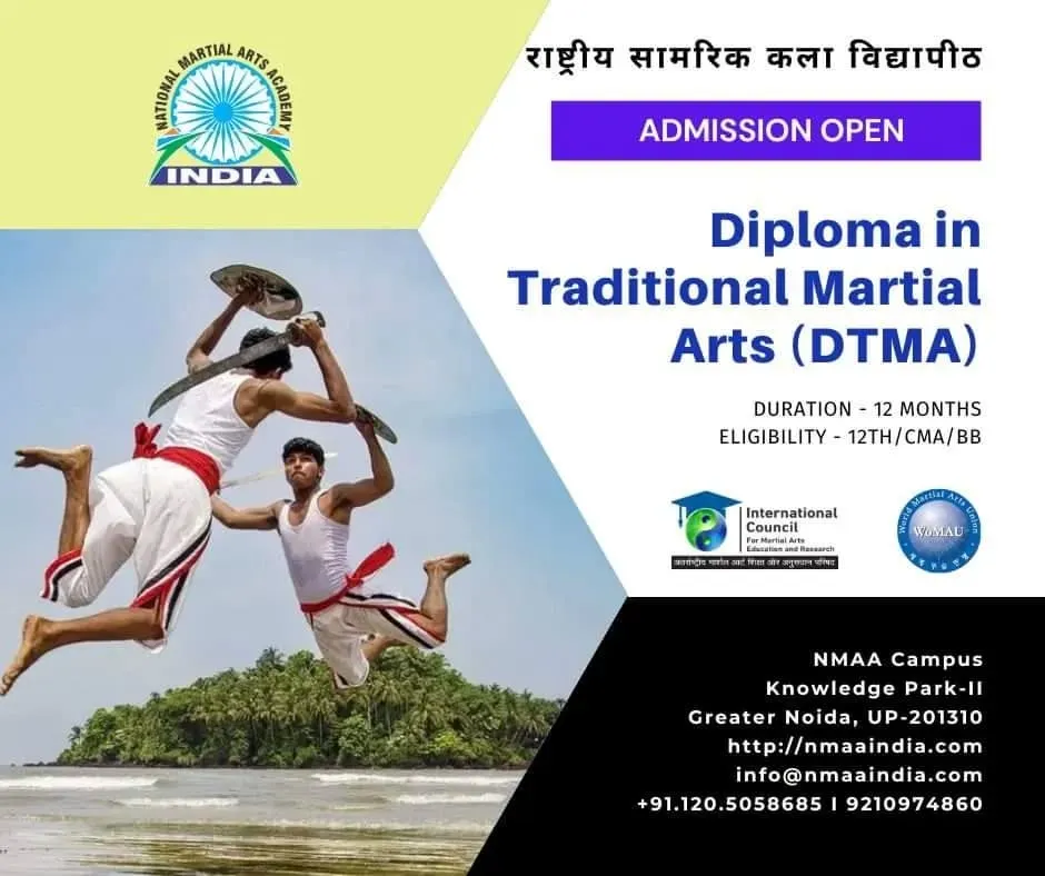 We offer a specialized Diploma in Traditional Martial Arts (DTMA) for those passionate about India's rich combat heritage. This 12-month program provides in-depth training in ancient forms like Kalaripayattu, Silambam, and Mallyuddha, preparing you to become a certified instructor.
