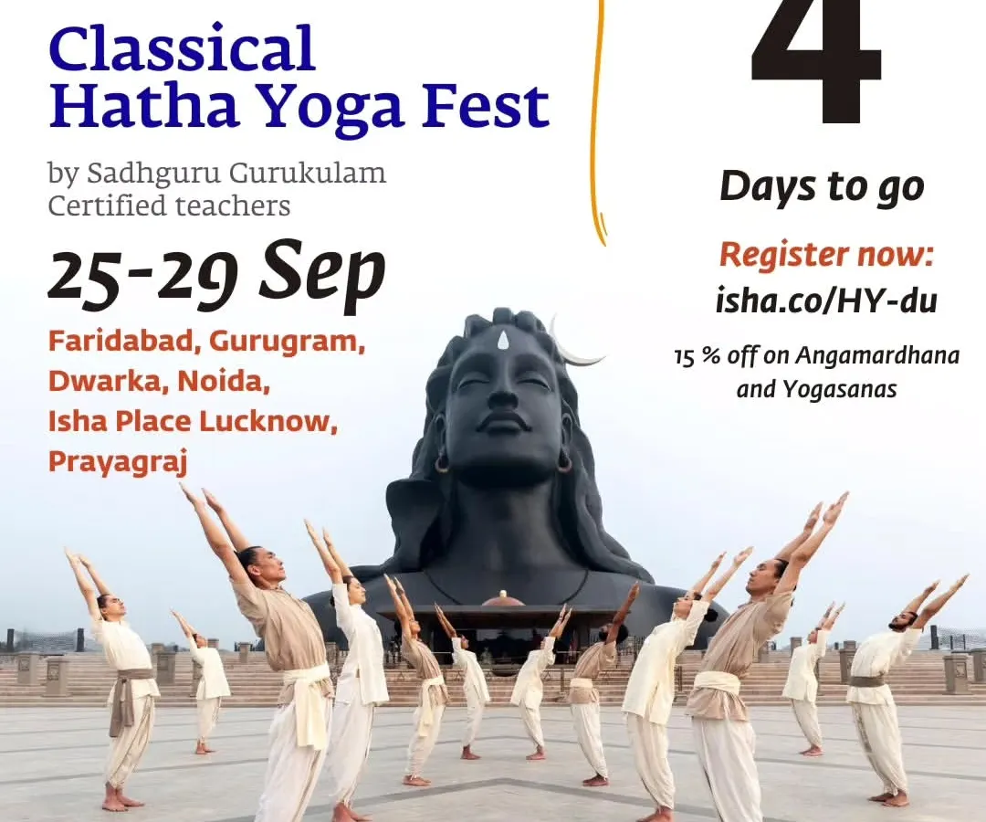 I am joyful to share the upcoming Classical Hatha Yoga Fest, an opportunity to learn these transformative practices from certified teachers. This poster shows practitioners in front of the Adiyogi, the source of yoga.