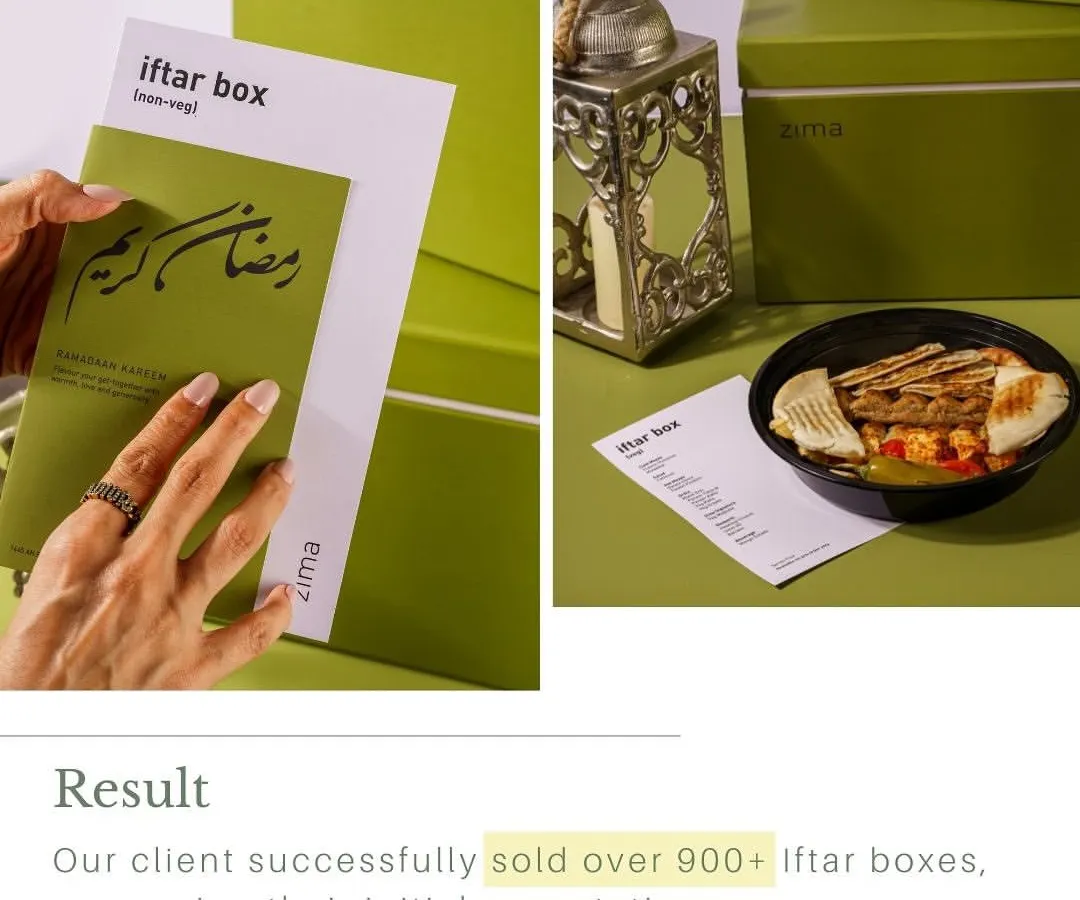 For us, success is measured in sales. Our coordinated campaign for Zima's Iftar box, which included strategic content and targeted ads, resulted in our client selling over 900 boxes, far exceeding their initial goals.