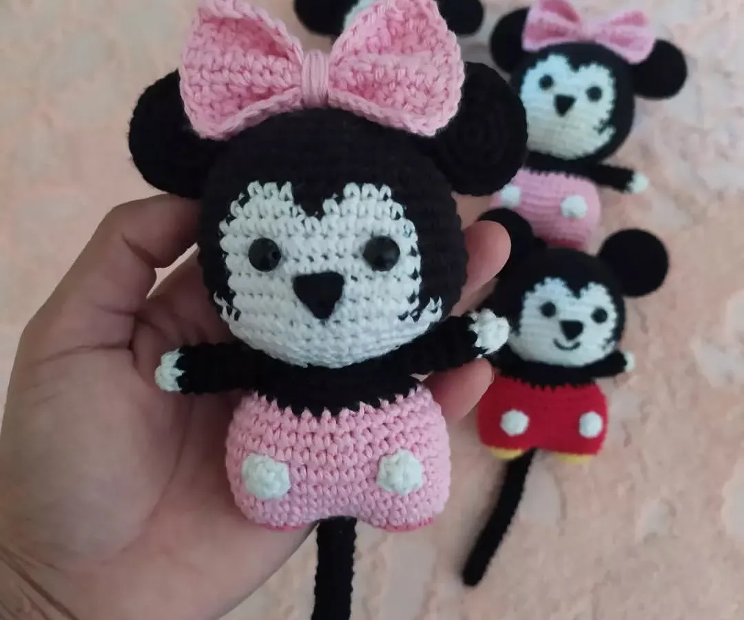 My Mickey and Minnie Mouse toys are definitely a bestseller! This little Minnie, held in my hand, shows the detailed stitching and the love that goes into each character. They are about 6-7 inches tall, perfect for little hands.