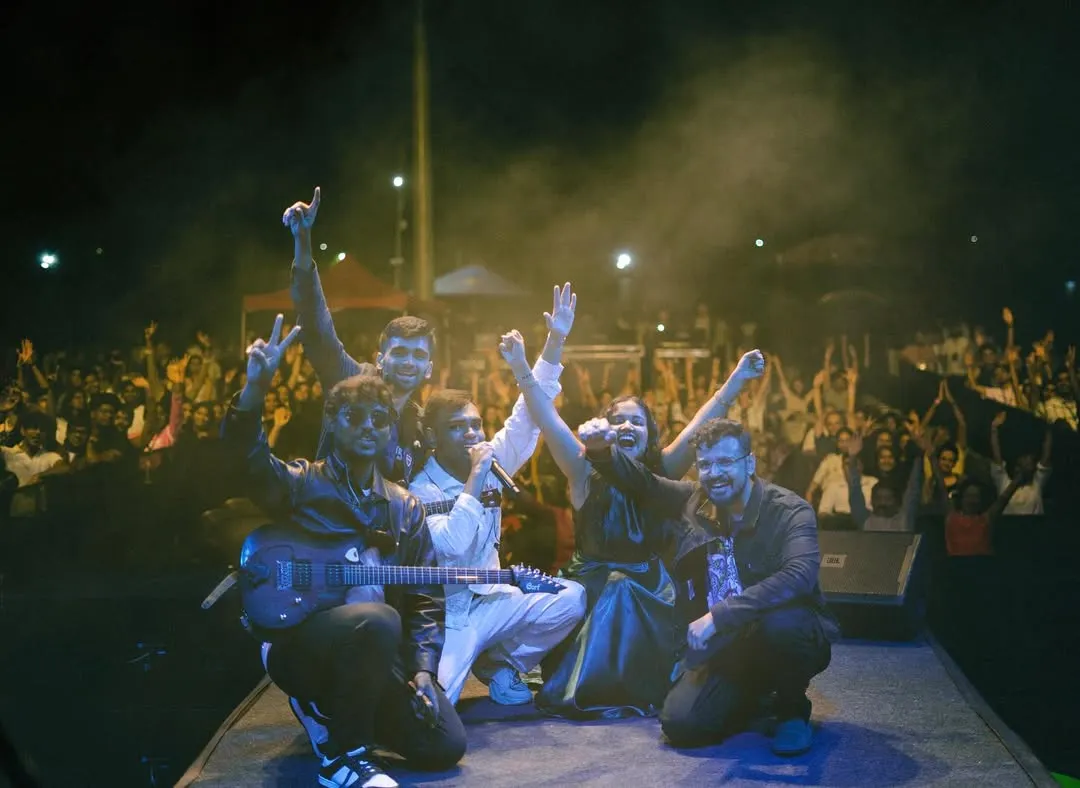 There's no feeling like sharing the stage with my incredible band and seeing the energy of the crowd. This was us soaking it all in after a wild show at the Armed Forces Medical College in Pune.