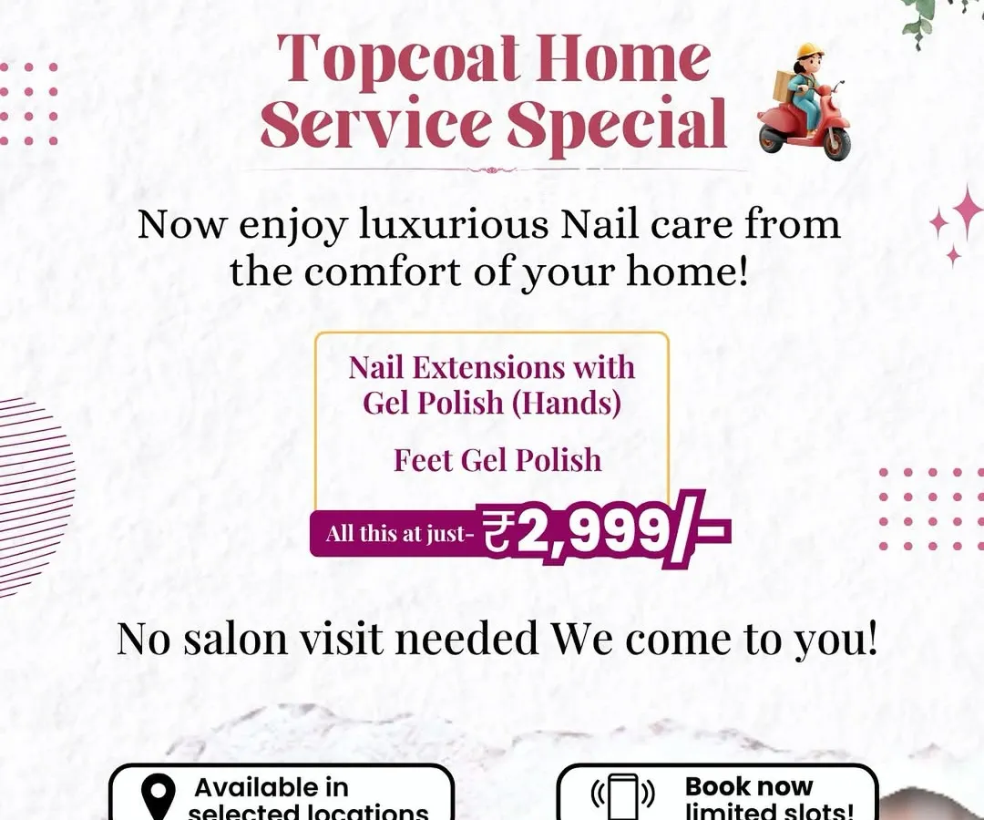This is my signature home service package. For a fixed price, you get beautiful nail extensions with gel polish for your hands and a fresh gel polish application for your feet. It's the perfect all-in-one solution for a complete nail makeover at home.