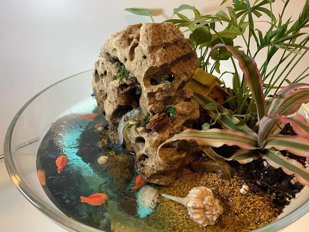 This is one of my favorite creations, a miniature waterfall garden in a dish. It combines a tiny, real waterfall, carefully selected plants, and a resin sea to create a complete, living waterscape. It’s a perfect way to bring the sound and sight of moving water into even the smallest indoor or balcony space.