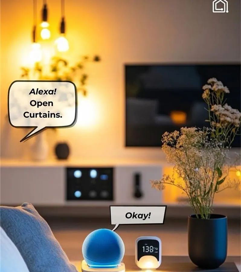 Why get up? Just ask Alexa to open the curtains for you. This is what smart living is all about, letting you relax while your home takes care of the details.