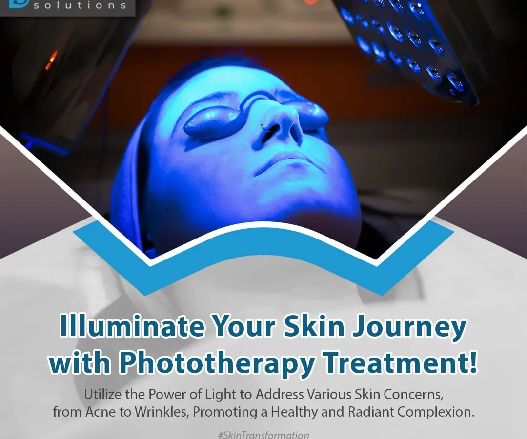 This is a look at a phototherapy session in progress. The patient is comfortably positioned while a specific wavelength of blue light is administered to the skin. We use protective eyewear to ensure complete safety during this precise, dermatologist-supervised treatment for conditions like acne.