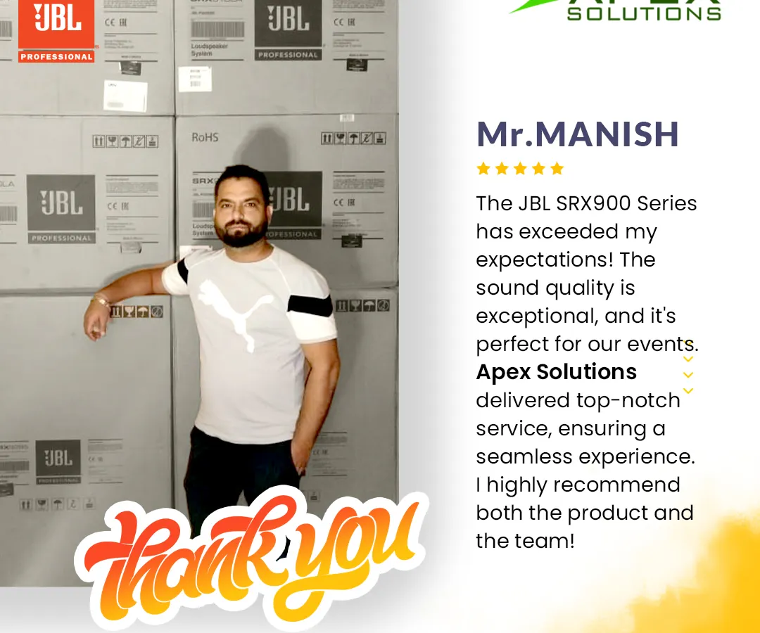 I am committed to ensuring every client has a seamless experience, and positive feedback like this is my greatest reward. This client was thrilled with the exceptional sound quality of the JBL SRX900 series for their events, highlighting my top-notch service and product expertise.