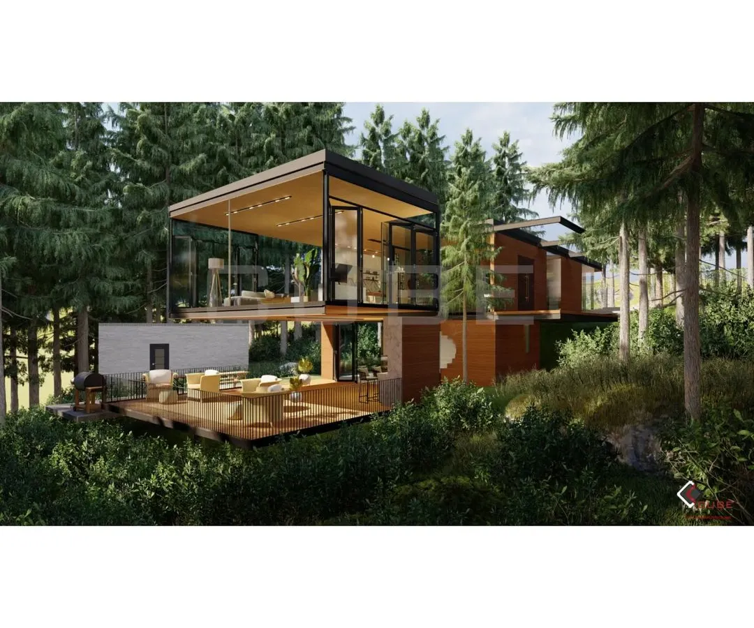 A preview of our upcoming villa project, where modern design meets the forest. This concept showcases our approach to sustainable luxury, using prefabricated elements and lightweight structures to create a stunning home with minimal disturbance to the natural environment.
