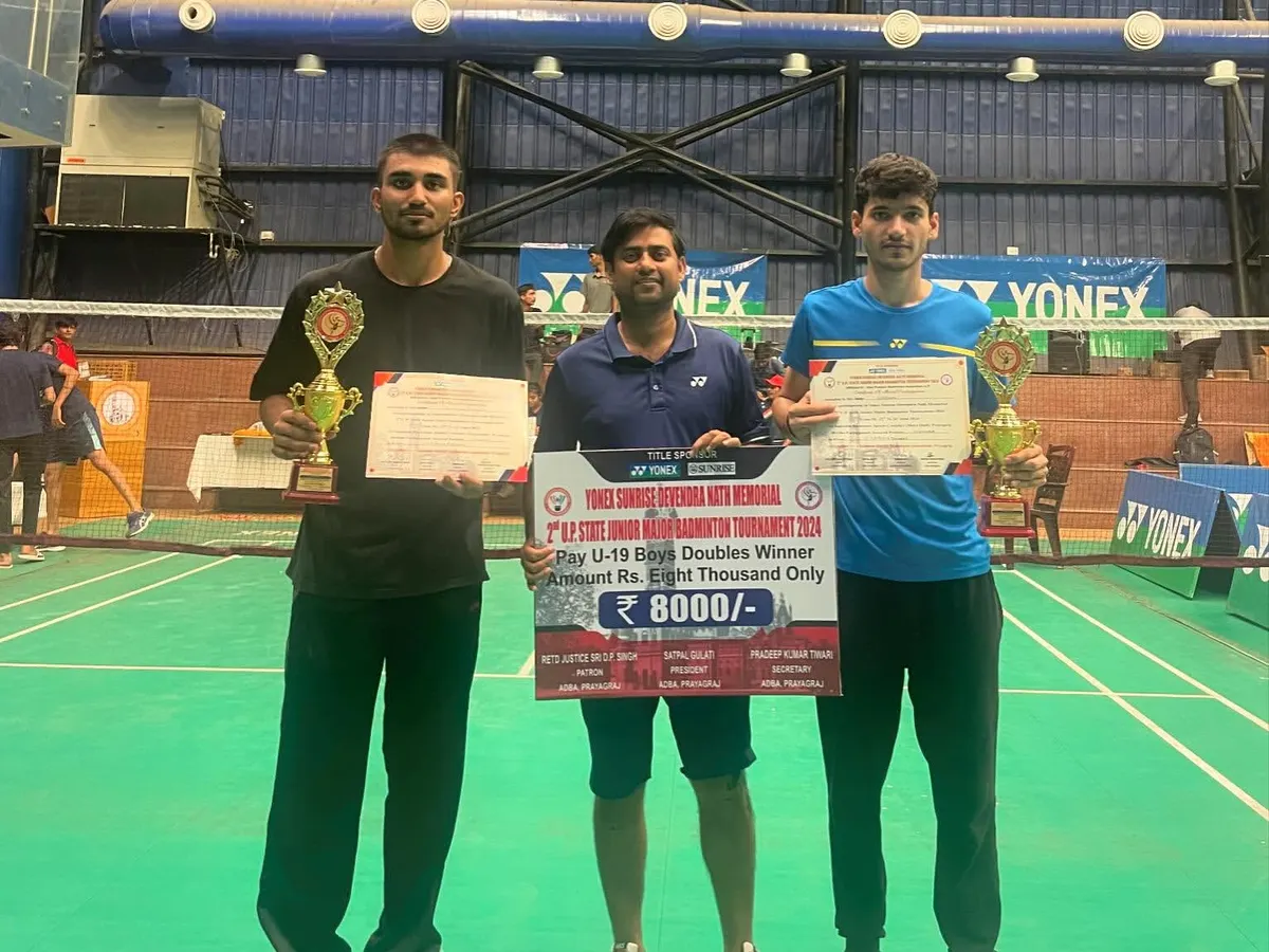 Results are the only measure of success. Here I am with my trainees Ujjwal Tomar and his partner after they secured the Gold Medal in both Boys' Doubles and Mixed Doubles at the UP State U-19 Championship.
