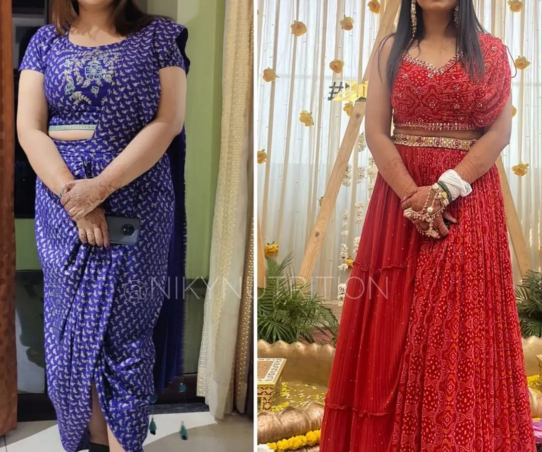 This is the result of consistency and trusting the process. My client Udita achieved her goal of fat loss and improved health over a year of working together, just in time for her wedding. It's proof that sustainable changes, not crash diets, lead to lasting transformations.