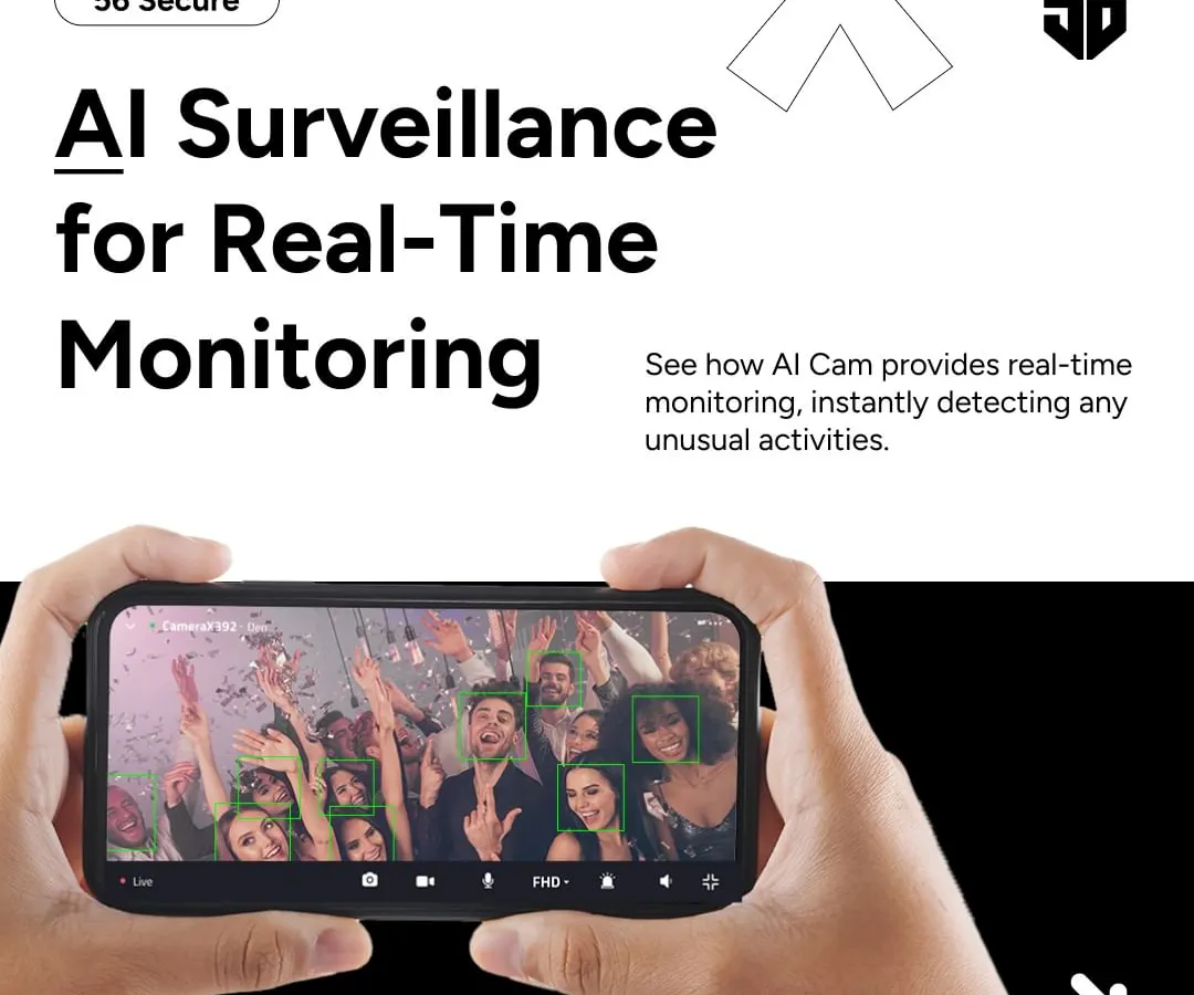 This is our AI surveillance in action. Our mobile app provides real-time monitoring with facial recognition, allowing our team and event organizers to instantly identify and track individuals, ensuring tight access control and crowd management.