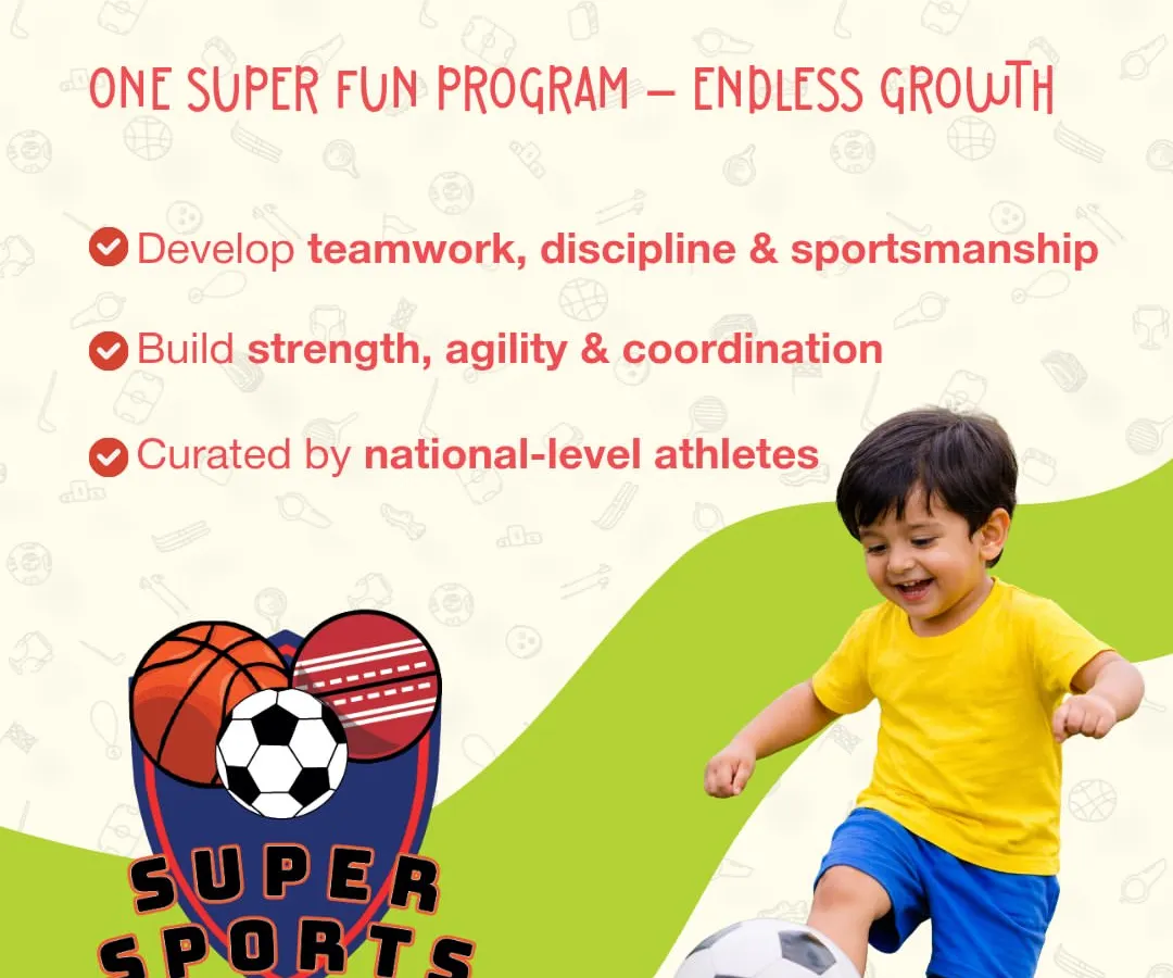 We believe in exploring, not specializing too early. Our Super Sports program introduces your child to over 10 different sports, from football to basketball, all in one fun program. It's the perfect way to build a foundation of fitness, discipline, and confidence.