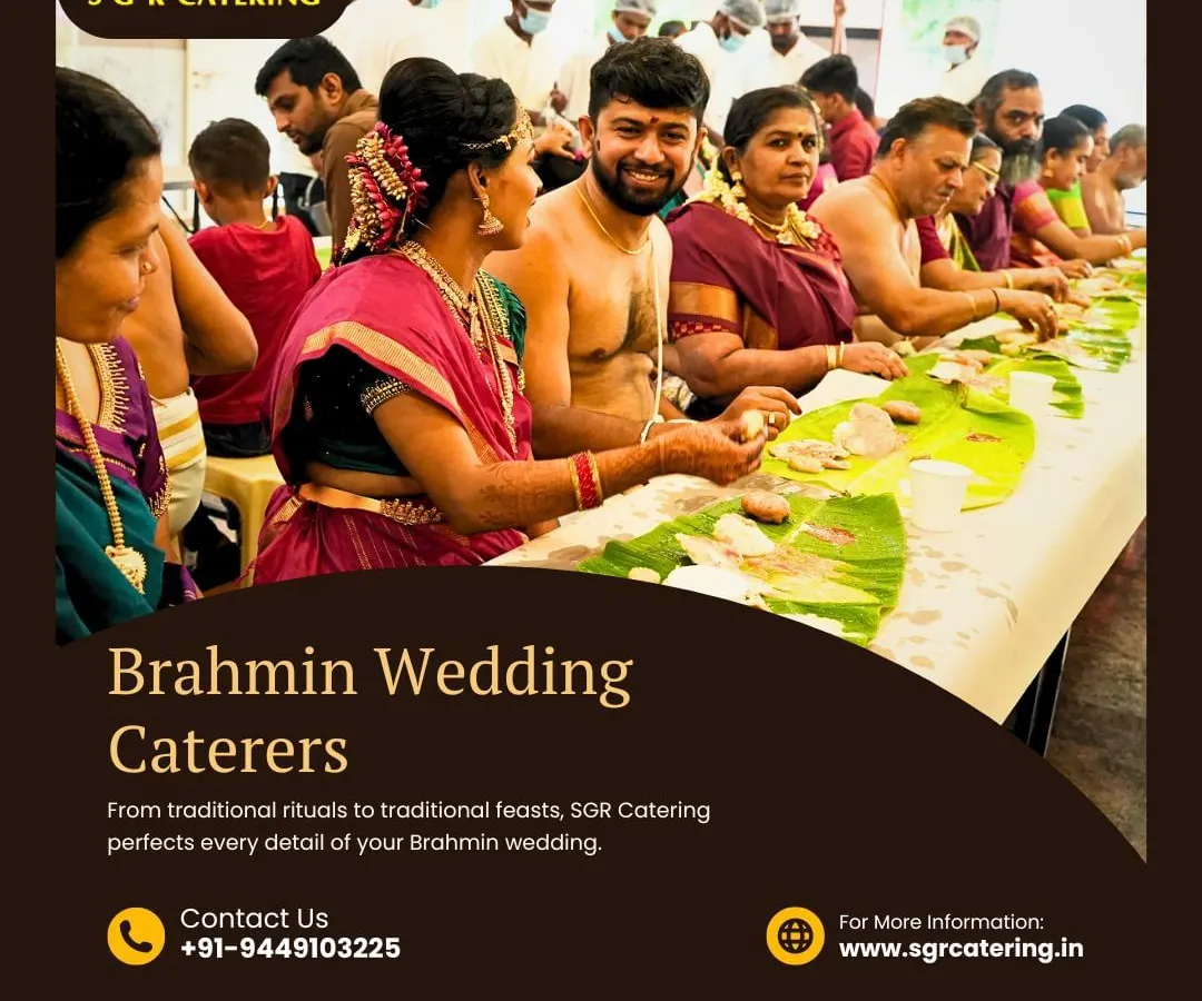 We specialize in managing large-scale traditional dining for weddings and functions. This image shows guests enjoying an authentic 'pankthi bhojanam', where we ensure every person is served efficiently and hospitably, maintaining the sanctity of the occasion.