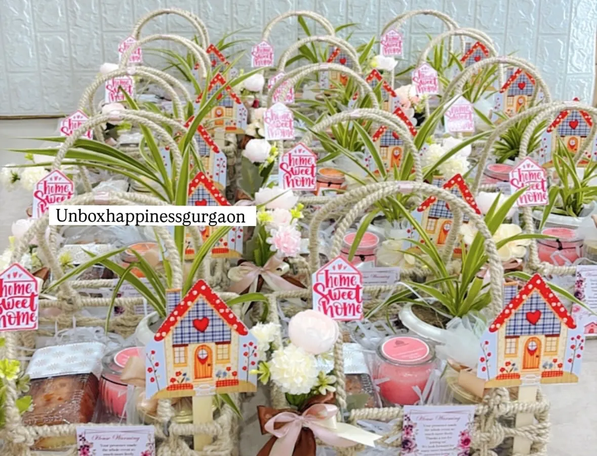 For a housewarming, I created these charming return gift baskets to thank guests for their blessings. This image shows my capability to handle large, uniform orders for big celebrations, ensuring each guest receives a beautiful and thoughtful token of appreciation.
