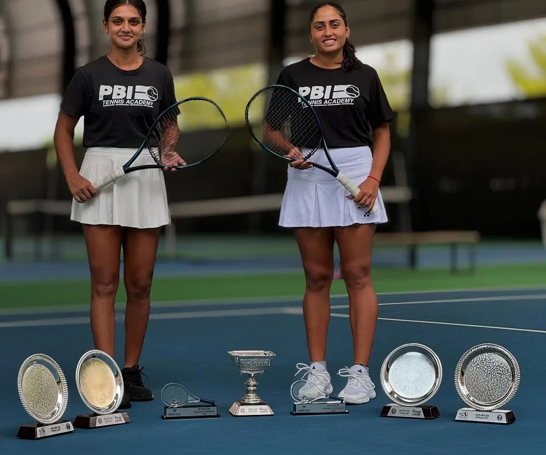 We celebrate the incredible synergy and success of our doubles team. This photo captures the results of their hard work over three consecutive weeks, including a championship at the 2024 Fenesta Nationals and finalist trophies at two ITF 15k events.