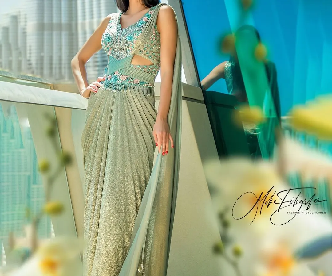 For this international shoot in Dubai, I framed the model against the iconic Burj Khalifa. The composition balances high fashion with a world-class cityscape, creating an aspirational image perfect for a luxury brand campaign.