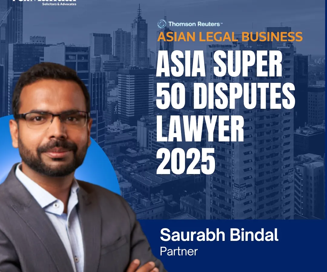 This graphic from Asian Legal Business recognizes our Partner, Saurabh Bindal, as one of Asia's Super 50 Disputes Lawyers for 2025. This award underscores our firm's formidable capability in handling complex dispute resolution matters for our clients.