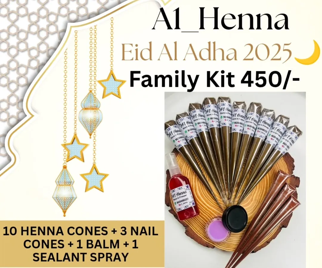 Get everything you need for the whole family with my curated Family Kit. This popular set includes 10 organic henna cones, 3 nail cones for that perfect finishing touch, and my essential aftercare balm and sealant spray to make your designs last.