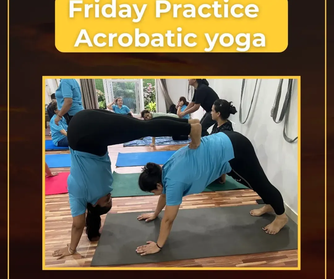 Acro yoga is a beautiful practice of trust and strength. Here, my students are working together, building not just physical power but also a strong bond. It’s challenging, but the connection you build is incredible.