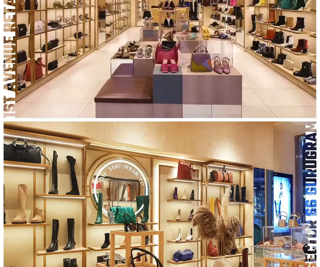 For the 1st Avenue multi-brand store, we designed a modern, open-concept layout. Custom wooden shelving and strategic lighting create a light, airy atmosphere that lets the footwear and accessories shine.