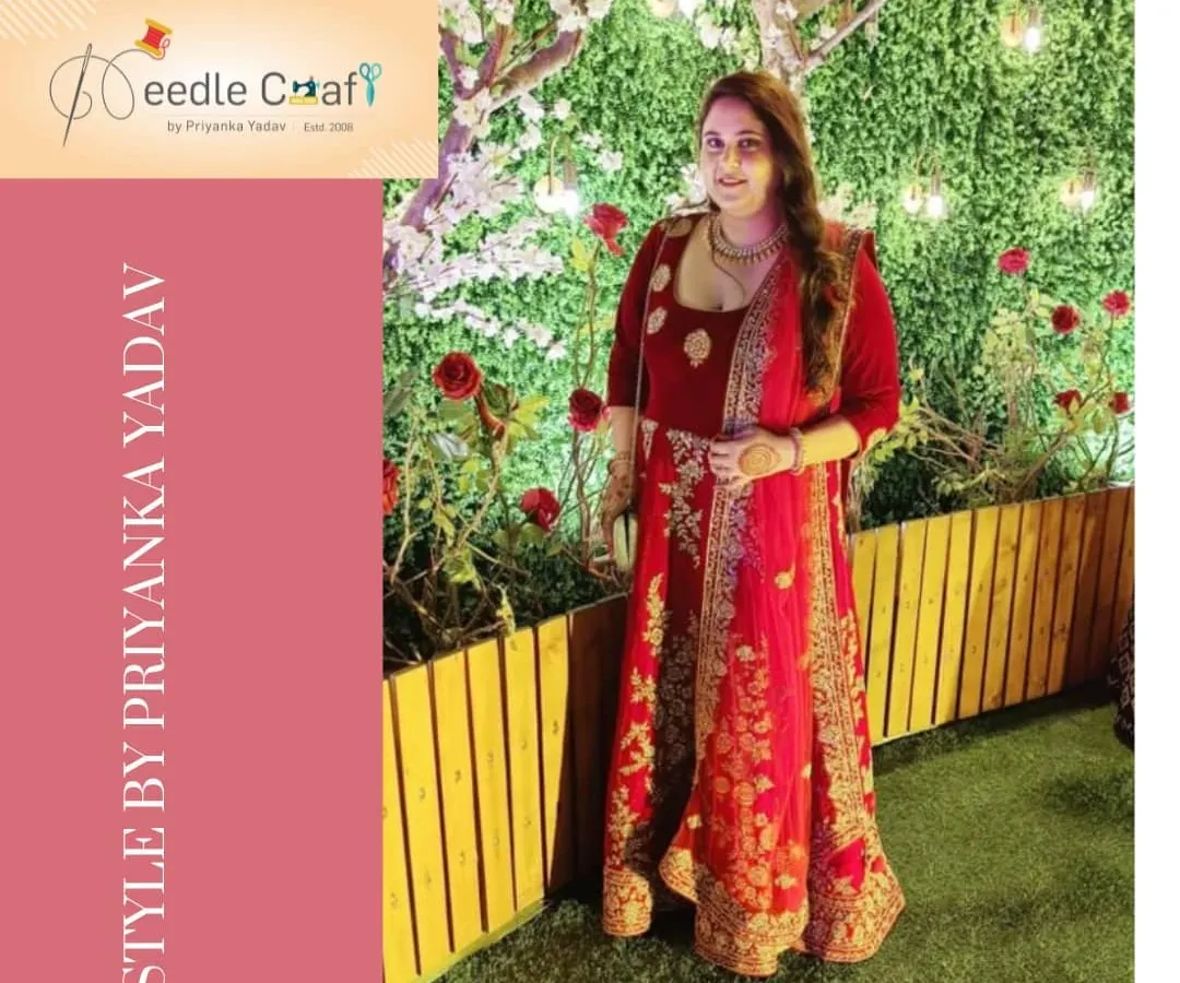 Don't let your bridal lehenga gather dust. We transformed a client's treasured wedding lehenga into this stunning red Anarkali, giving it a new life for many more celebrations.
