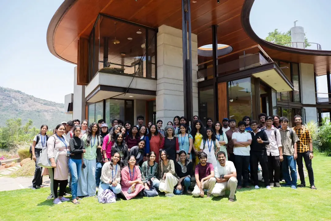 A wonderful moment with first year students from BMS School of Architecture. We transformed our recently completed Villa Soham into a live case study, a classroom without walls. I believe that touching and experiencing a built space provides lessons that no textbook can offer. It is this direct communion with architecture that kindles a student's passion and understanding.