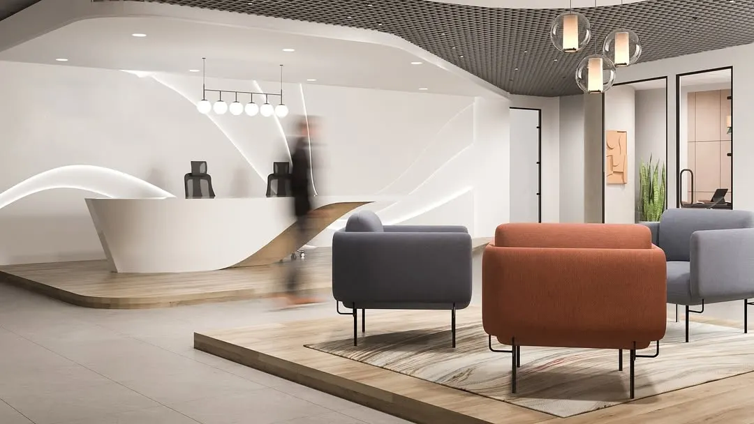 The reception area is the first chapter of your company's story. We crafted this futuristic, minimalist lobby with a flowing, sculptural desk and integrated lighting to make a powerful first impression. It’s a space that communicates innovation and welcomes visitors into a forward-thinking environment.