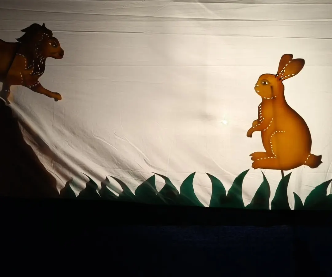This is a glimpse into the ancient art of Chitrakathi, a 400-year-old form of shadow puppetry. The stark contrast of the handcrafted leather puppets against the screen creates a mesmerizing storytelling experience, bringing tales like the Panchatantra to life for a new generation.