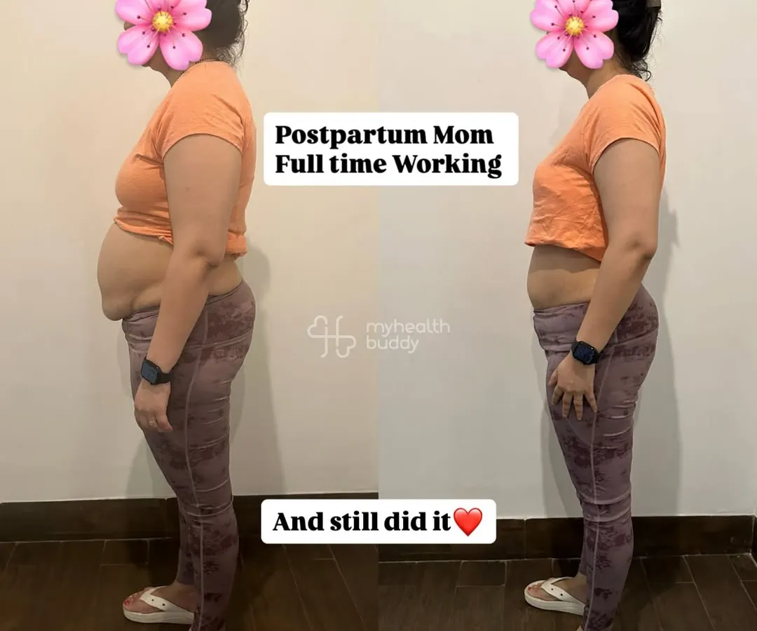 This is for all the postpartum moms juggling a million things. This incredible client achieved this transformation with a full-time job and home workouts. It proves that you can reclaim your strength and confidence, no matter how busy life gets.