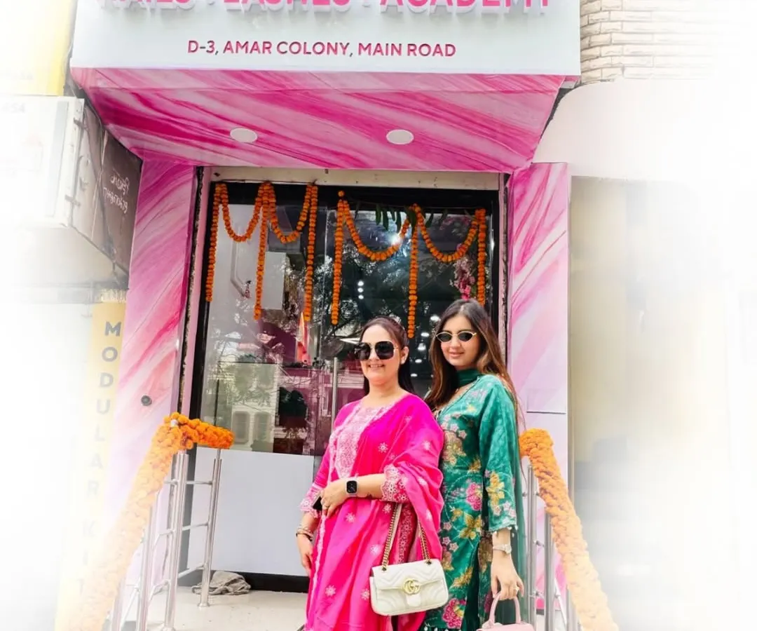 This is us, Aman and Gunveen, at the launch of our fifth studio in Amar Colony. What started as a dream between two girls has grown into a community, and we are so grateful to bring our passion for nails and lashes to another neighborhood. We built this brand to be a space where you can feel celebrated and confident.