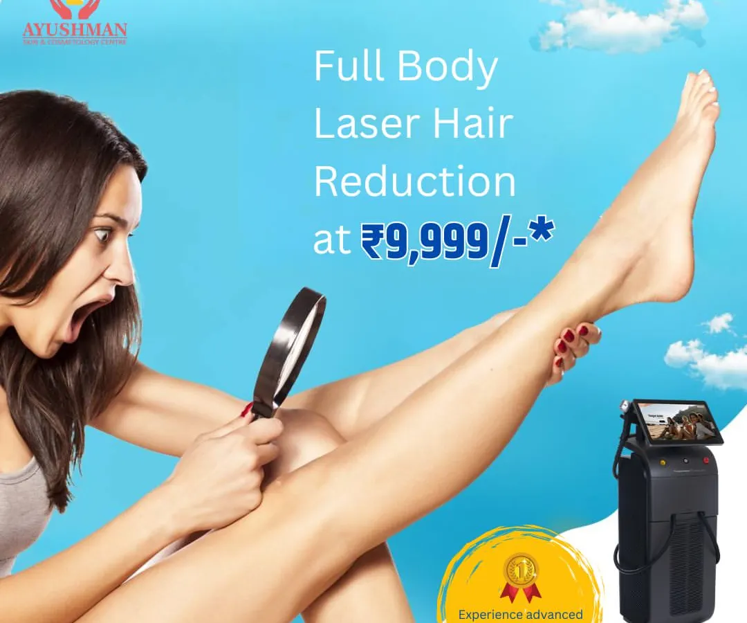 Achieve smooth skin all over with our full body laser hair reduction package, starting at just ₹9,999. We use the advanced Soprano Titanium laser, a leading technology for safe and effective results.