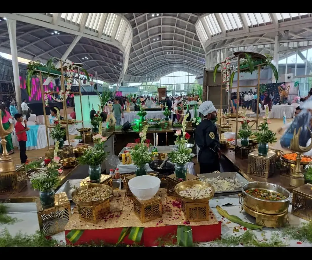 I can handle catering for large scale corporate events and exhibitions, like this one at the CIDCO Exhibition Centre. This photo shows a special salad counter I set up, demonstrating my capability to create impressive food displays for high-profile gatherings.