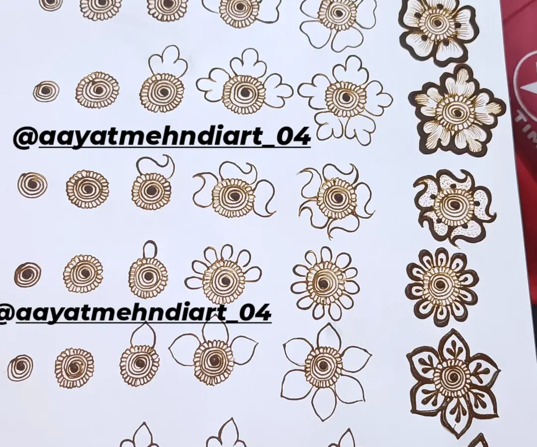 Everything starts from zero. This is how we begin, by practicing basic floral motifs on paper. I teach you the techniques to build clean, beautiful flowers step by step, forming the foundation for all complex mehendi designs.