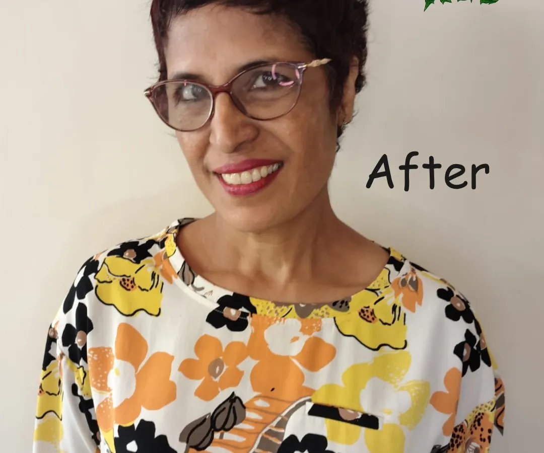 "Christmas is already here and my hair isn't," she said. I gave Sarita a fresh, easy-to-manage pixie cut that completely transformed her look and brought out her incredible smile. This is the 'after', pure joy.