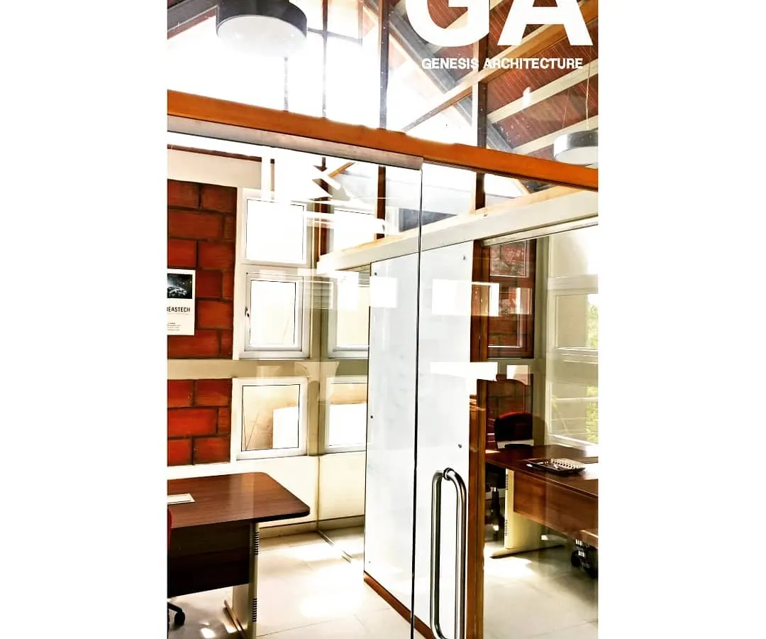 We believe an office should be a place you want to be. This climate responsive office in Bangalore uses exposed brick, a high ceiling with wooden beams, and ample natural light to create a workspace that is both inspiring and energy efficient.