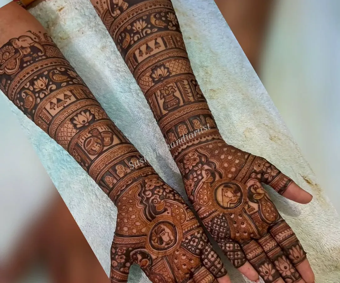 This is what a full bridal mehandi looks like. My course covers everything you need to know to create such detailed and story-rich designs, from filling patterns to placing traditional figures perfectly.