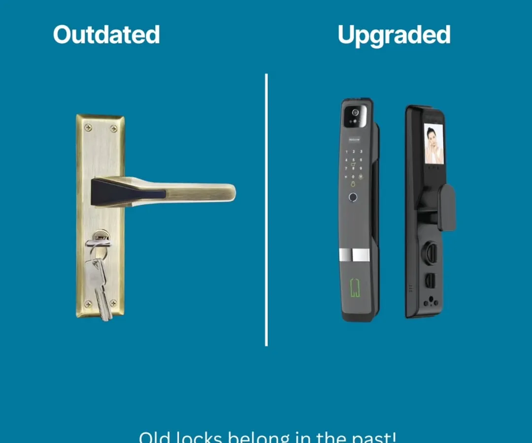 We believe traditional keys and locks are a thing of the past. This graphic illustrates the clear upgrade to our futuristic smart security locks, which offer superior convenience and protection for your home.