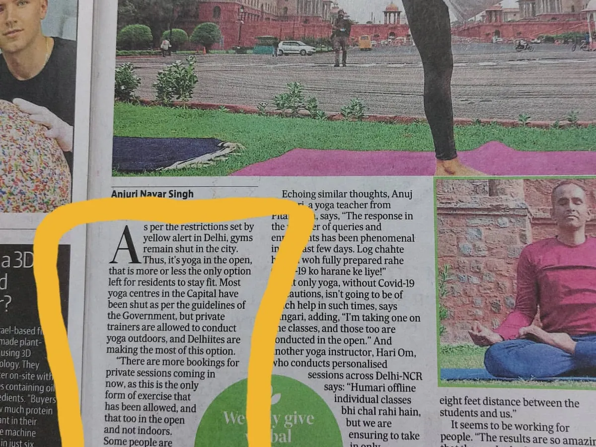 I was so proud to be featured in the Hindustan Times for my work in the community. It’s a blessing to share the healing power of yoga and guide people, especially during challenging times. This recognition fuels my passion to empower more women.