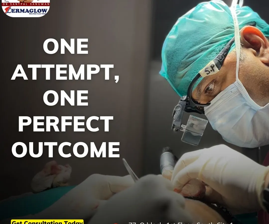 Precision is key in every hair transplant procedure. Here, you can see our surgeon meticulously implanting individual hair follicles. This focus on detail ensures each graft is placed at the correct angle and depth for a completely natural outcome.