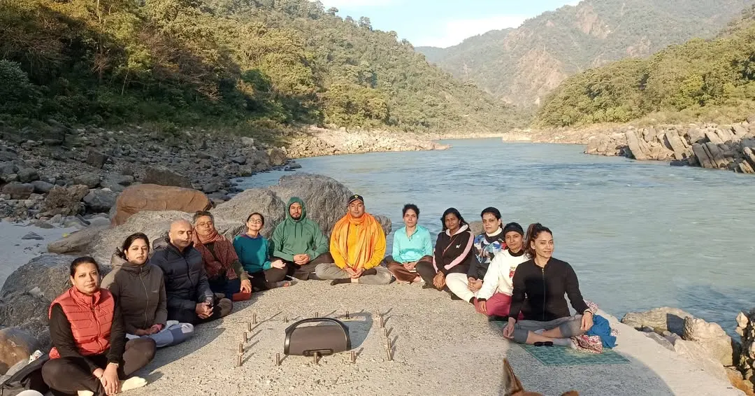 We find our stillness by the sacred Ganga. Group meditation in Rishikesh is a core part of our retreats, helping you quiet the mind and connect to a deeper spiritual energy.