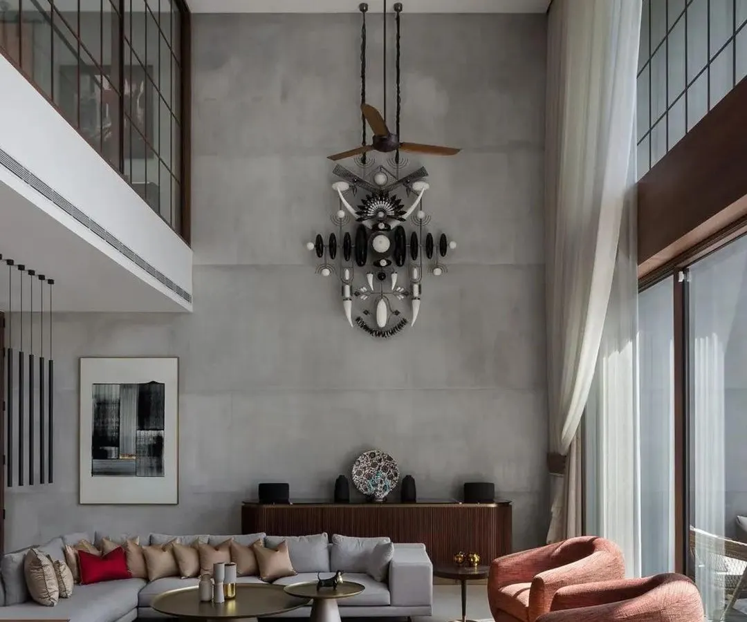 Featured in Architectural Digest India, this kinetic sculpture was designed for a double-height living room in a beautiful Bengaluru home. The piece is made of interconnected gears and elements, creating a sense of mechanical motion that becomes the central focus of this modern, light-filled space.