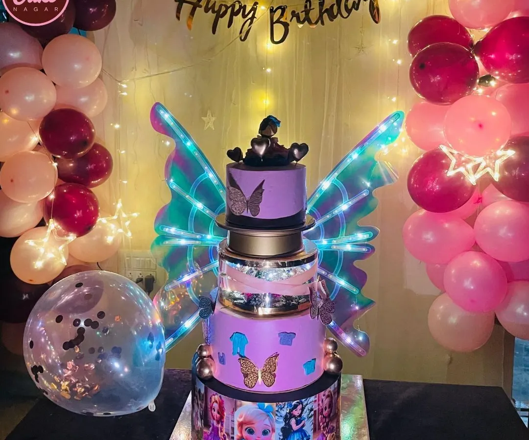 I love creating cakes that are not just delicious but also an experience. This video shows one of my popular electric butterfly wing cakes, where the wings light up and move, bringing an element of surprise and delight to the party.