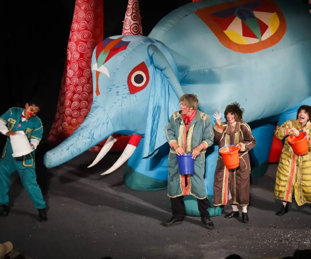 A giant inflatable elephant from Brazil's 'Air Giants Circus' delights the crowd. Our festival is a place for spectacle and wonder, featuring larger than life puppets that have to be seen to be believed.