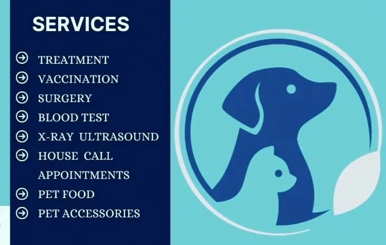 I provide a complete range of veterinary services to ensure your pet's health. This list covers everything from preventive care like vaccinations and house calls to advanced diagnostics, surgery, and even pet accessories.