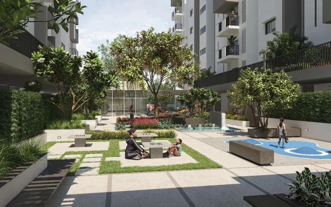 A successful urban landscape is one that breathes life into a community. Here, we designed a multi-layered central courtyard with distinct zones for play, conversation, and quiet reflection, transforming a simple apartment complex into a vibrant, interactive neighborhood.